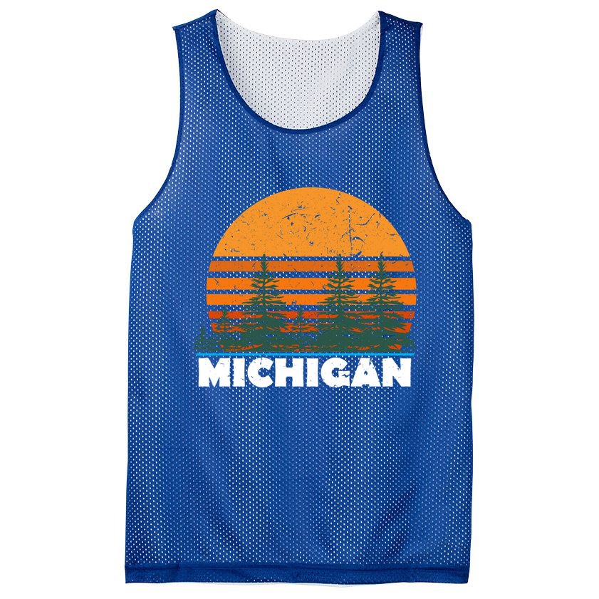 Michigan Gift Vintage Retro Sunset Mi State Hood Gift Mesh Reversible Basketball Jersey Tank