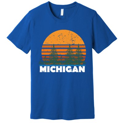 Michigan Gift Vintage Retro Sunset Mi State Hood Gift Premium T-Shirt