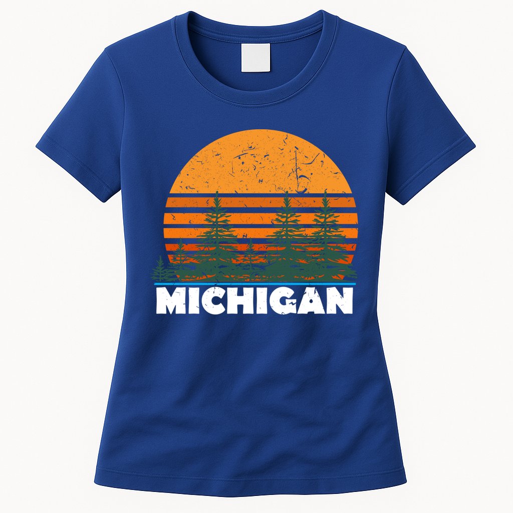 Michigan Gift Vintage Retro Sunset Mi State Hood Gift Womens T-Shirt