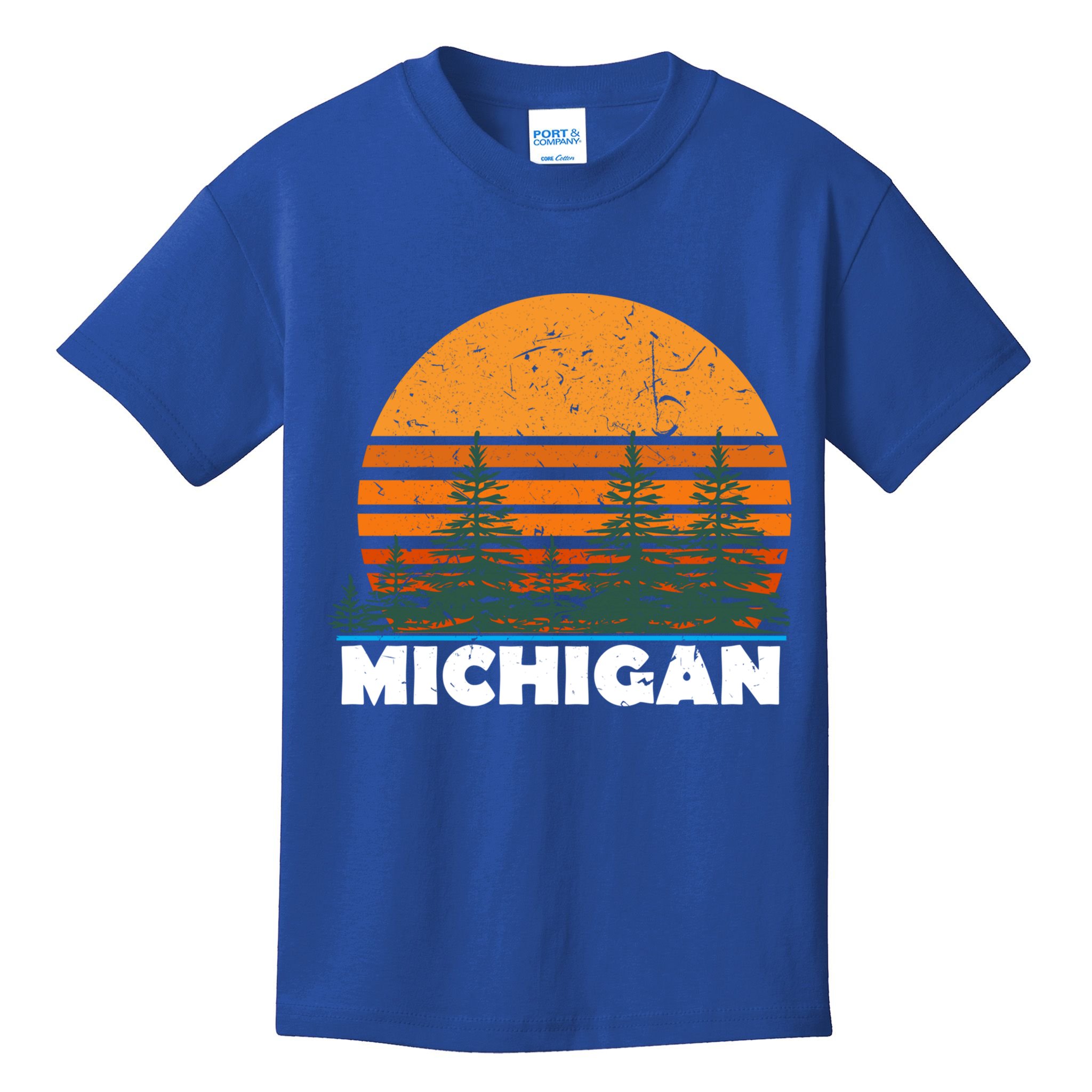 Michigan Gift Vintage Retro Sunset Mi State Hood Gift Kids T-Shirt