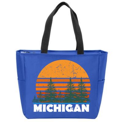 Michigan Gift Vintage Retro Sunset Mi State Hood Gift Zip Tote Bag