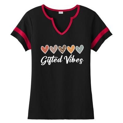 Matching Gifted Vibes Teacher Education Team School Squad Gift Ladies Halftime Notch Neck Tee