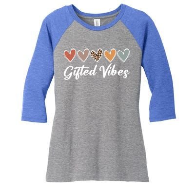 Matching Gifted Vibes Teacher Education Team School Squad Gift Women's Tri-Blend 3/4-Sleeve Raglan Shirt