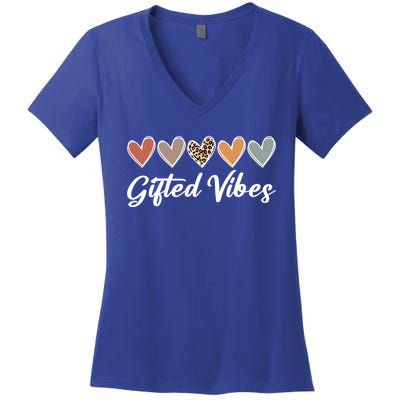 Matching Gifted Vibes Teacher Education Team School Squad Gift Women's V-Neck T-Shirt