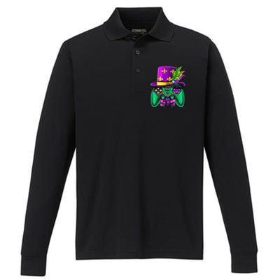 Mardi Gras Video Game Controller Jester Hat Costume Performance Long Sleeve Polo