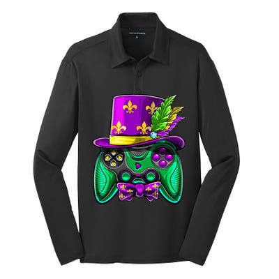 Mardi Gras Video Game Controller Jester Hat Costume Silk Touch Performance Long Sleeve Polo