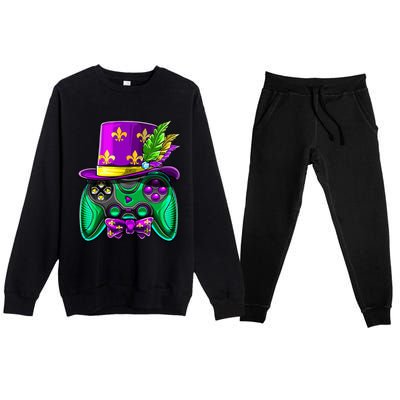 Mardi Gras Video Game Controller Jester Hat Costume Premium Crewneck Sweatsuit Set