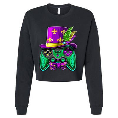 Mardi Gras Video Game Controller Jester Hat Costume Cropped Pullover Crew