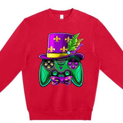 Mardi Gras Video Game Controller Jester Hat Costume Premium Crewneck Sweatshirt