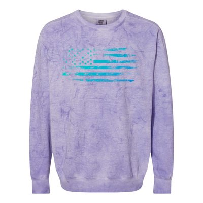 Meaningful Gift Vintage Usa Flags Patriotic Colorblast Crewneck Sweatshirt