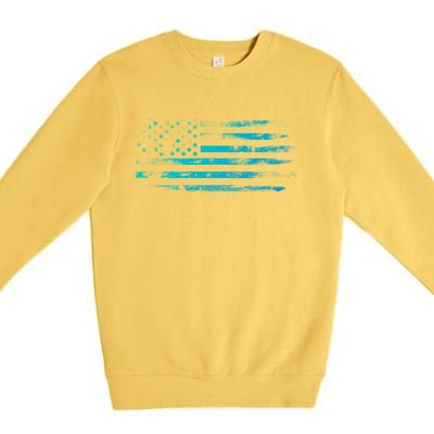 Meaningful Gift Vintage Usa Flags Patriotic Premium Crewneck Sweatshirt