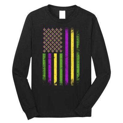 Mardi Gras Vintage Flag Celebration Long Sleeve Shirt