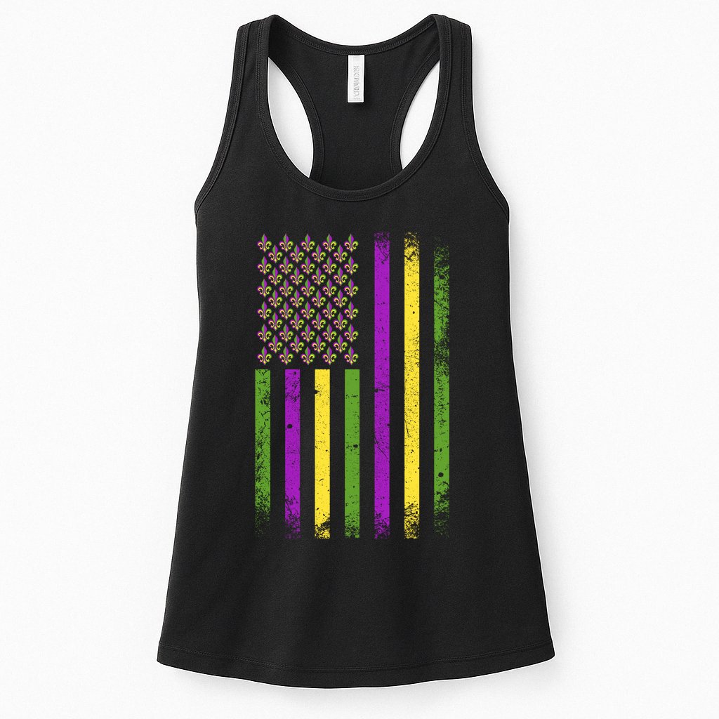 Mardi Gras Vintage Flag Celebration Womens Tank Top