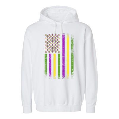 Mardi Gras Vintage Flag Celebration Garment-Dyed Fleece Hoodie