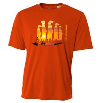 Meerkat Group With Sunset Wildlife Meerkat Cute Gift Cooling Performance Crew T-Shirt