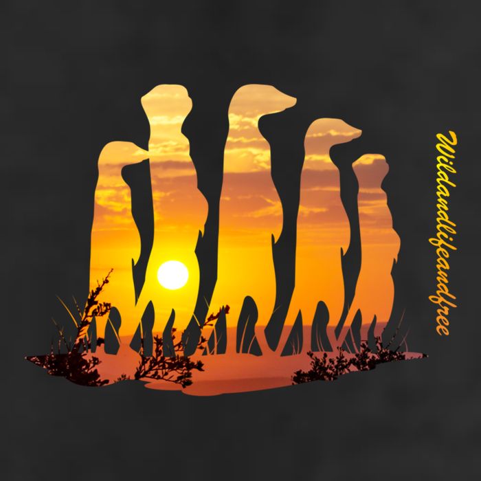 Meerkat Group With Sunset Wildlife Meerkat Cute Gift 7 Panel Mesh Trucker Snapback Hat