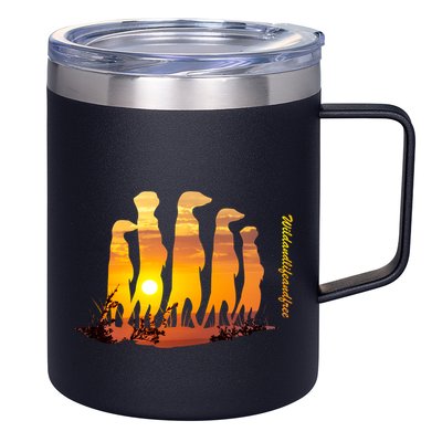 Meerkat Group With Sunset Wildlife Meerkat Cute Gift 12oz Stainless Steel Coffee Mug