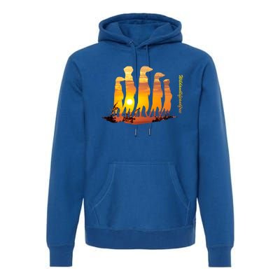 Meerkat Group With Sunset Wildlife Meerkat Cute Gift Premium Hoodie