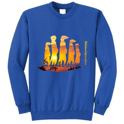 Meerkat Group With Sunset Wildlife Meerkat Cute Gift Tall Sweatshirt