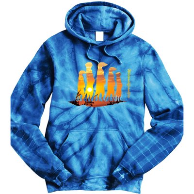 Meerkat Group With Sunset Wildlife Meerkat Cute Gift Tie Dye Hoodie