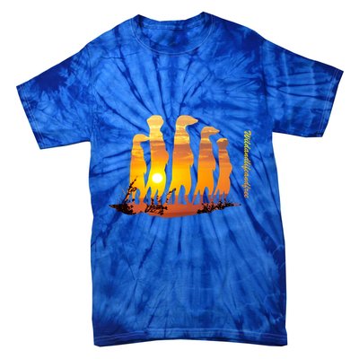 Meerkat Group With Sunset Wildlife Meerkat Cute Gift Tie-Dye T-Shirt