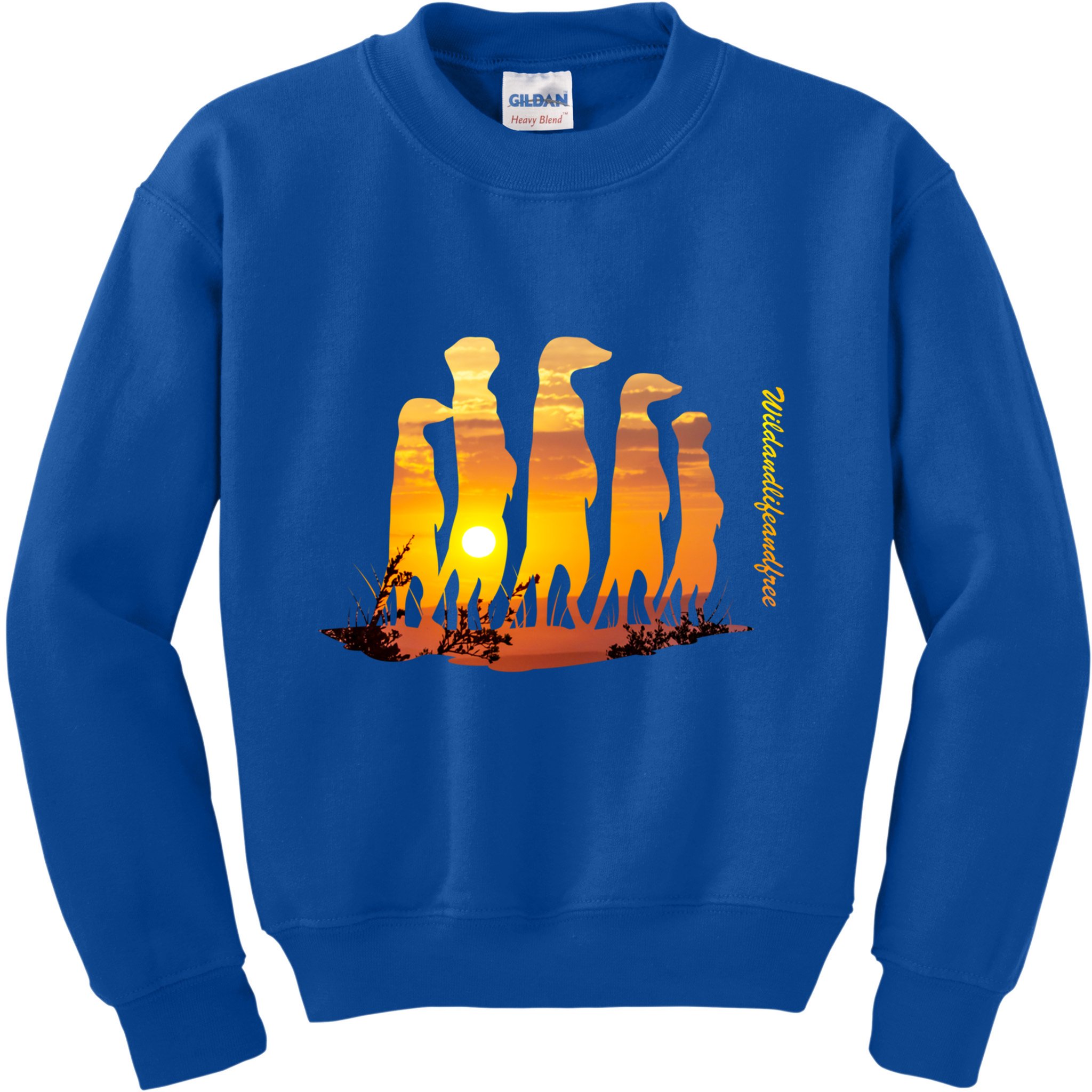 Meerkat Group With Sunset Wildlife Meerkat Cute Gift Kids Sweatshirt