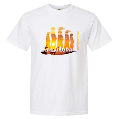 Meerkat Group With Sunset Wildlife Meerkat Cute Gift Garment-Dyed Heavyweight T-Shirt