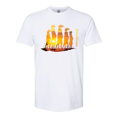 Meerkat Group With Sunset Wildlife Meerkat Cute Gift Softstyle CVC T-Shirt