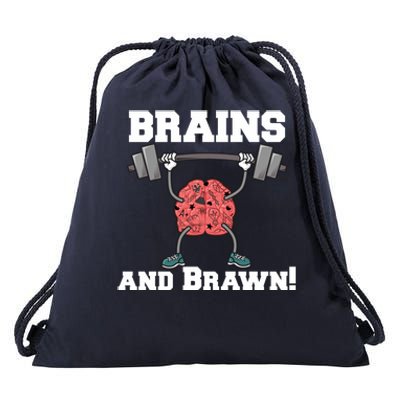 Men Gym Workout Brains And Brawn! Meaningful Gift Drawstring Bag