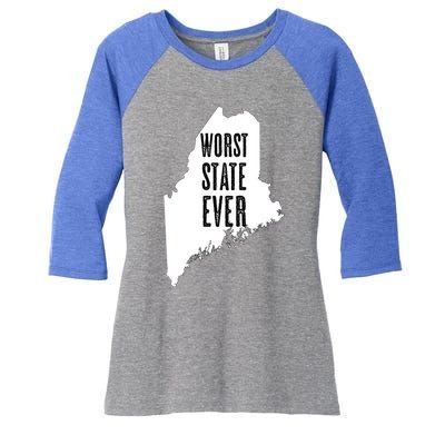 Maine Gift Worst State Ever Me Sucks Gift Funny Graphic Gift Women's Tri-Blend 3/4-Sleeve Raglan Shirt