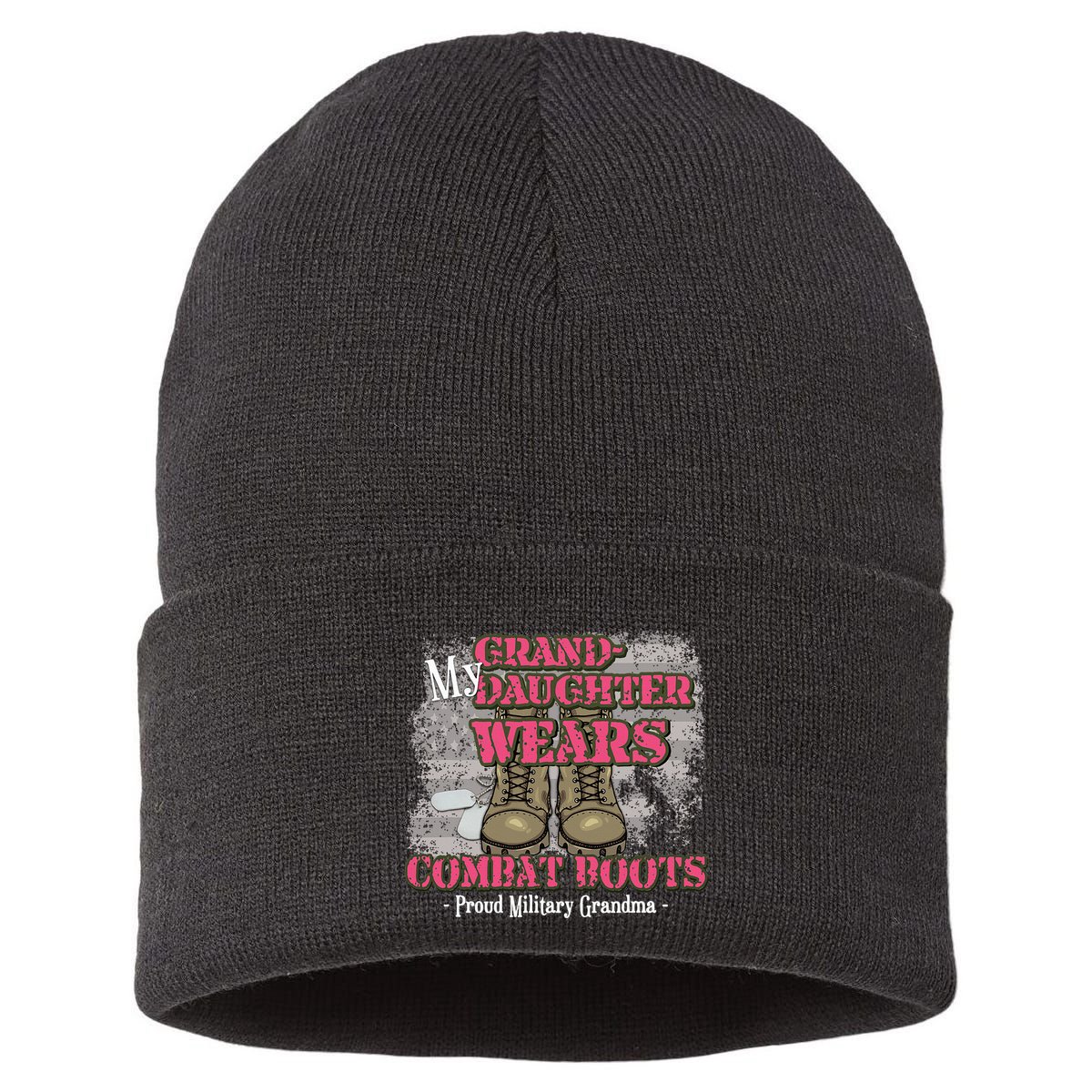 My Granddaughter Wears Combat Boots Proud Grandma Gifts  Sustainable Knit Beanie