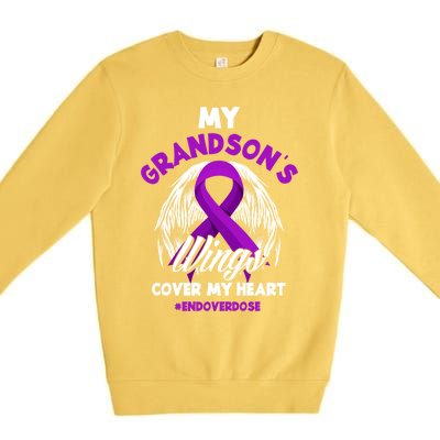 My Grandson's Wings Cover My Heart End Overdose Cool Gift Premium Crewneck Sweatshirt