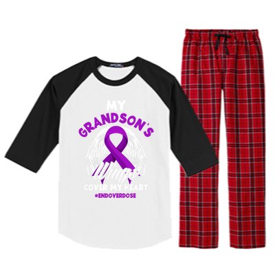 My Grandson's Wings Cover My Heart End Overdose Cool Gift Raglan Sleeve Pajama Set