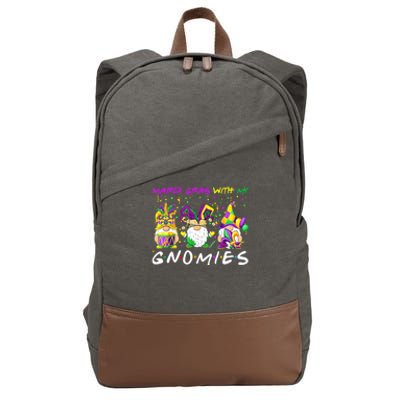 Mardi Gras With My Gnomies Three Gnome Costume Cute Gift Cotton Canvas Backpack