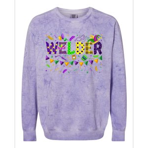 Mardi Gras Welder Carnival Parade Party Job Occupation Cool Gift Colorblast Crewneck Sweatshirt