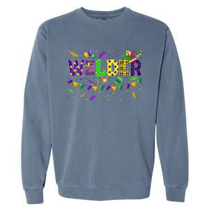 Mardi Gras Welder Carnival Parade Party Job Occupation Cool Gift Garment-Dyed Sweatshirt