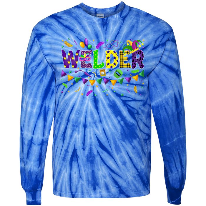 Mardi Gras Welder Carnival Parade Party Job Occupation Cool Gift Tie-Dye Long Sleeve Shirt