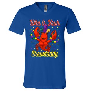 Mardi Gras Who's Your Crawdaddy Beads Jester Hat New Orleans Cool Gift V-Neck T-Shirt