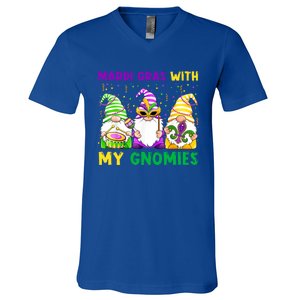 Mardi Gras With My Gnomies Gnomes Costume Gift Funny Gift V-Neck T-Shirt