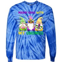 Mardi Gras With My Gnomies Gnomes Costume Gift Funny Gift Tie-Dye Long Sleeve Shirt