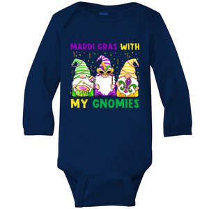 Mardi Gras With My Gnomies Gnomes Costume Gift Funny Gift Baby Long Sleeve Bodysuit