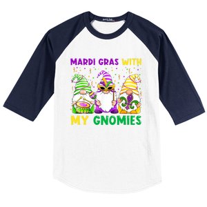 Mardi Gras With My Gnomies Gnomes Costume Gift Funny Gift Baseball Sleeve Shirt