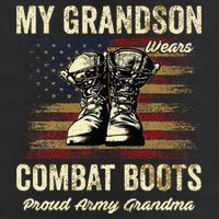 My Grandson Wears Combat Boots Proud Army Grandma Veteran Adult Drive Performance Visor