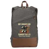 My Grandson Wears Combat Boots Proud Army Grandma Veteran Cotton Canvas Backpack