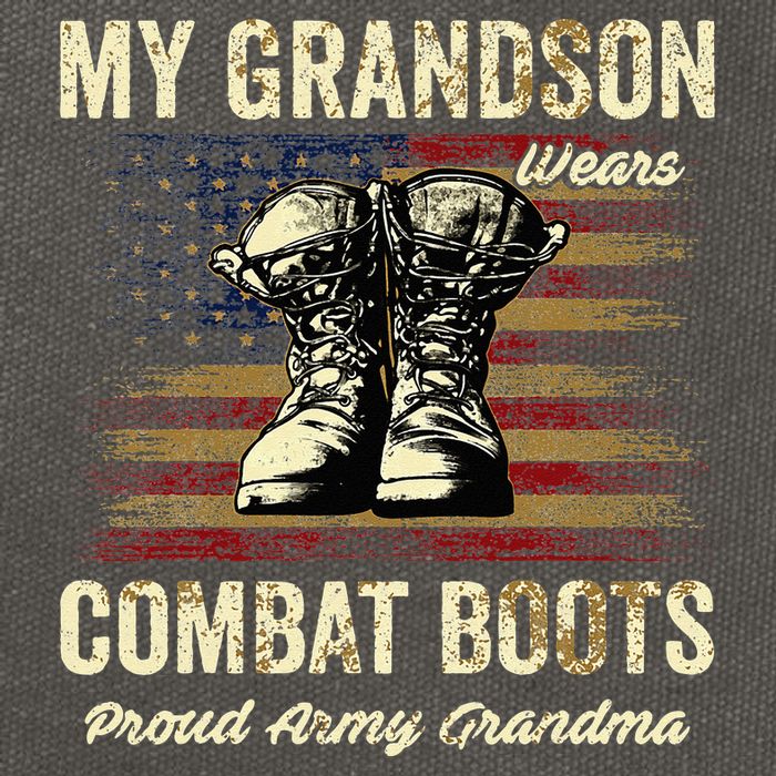 My Grandson Wears Combat Boots Proud Army Grandma Veteran Cotton Canvas Backpack