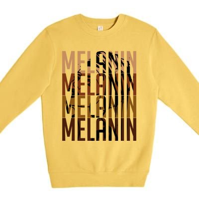 Melanin Graphic With Dashiki African Art Black History Gift Premium Crewneck Sweatshirt