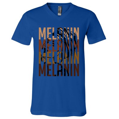 Melanin Graphic With Dashiki African Art Black History Gift V-Neck T-Shirt