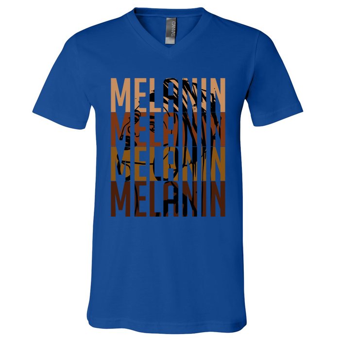 Melanin Graphic With Dashiki African Art Black History Gift V-Neck T-Shirt