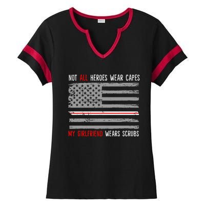 My Girlfriend Wears Scrubs Nurse Gift For Boyfriend Ladies Halftime Notch Neck Tee