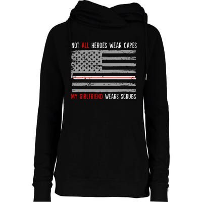 My Girlfriend Wears Scrubs Nurse Gift For Boyfriend Womens Funnel Neck Pullover Hood